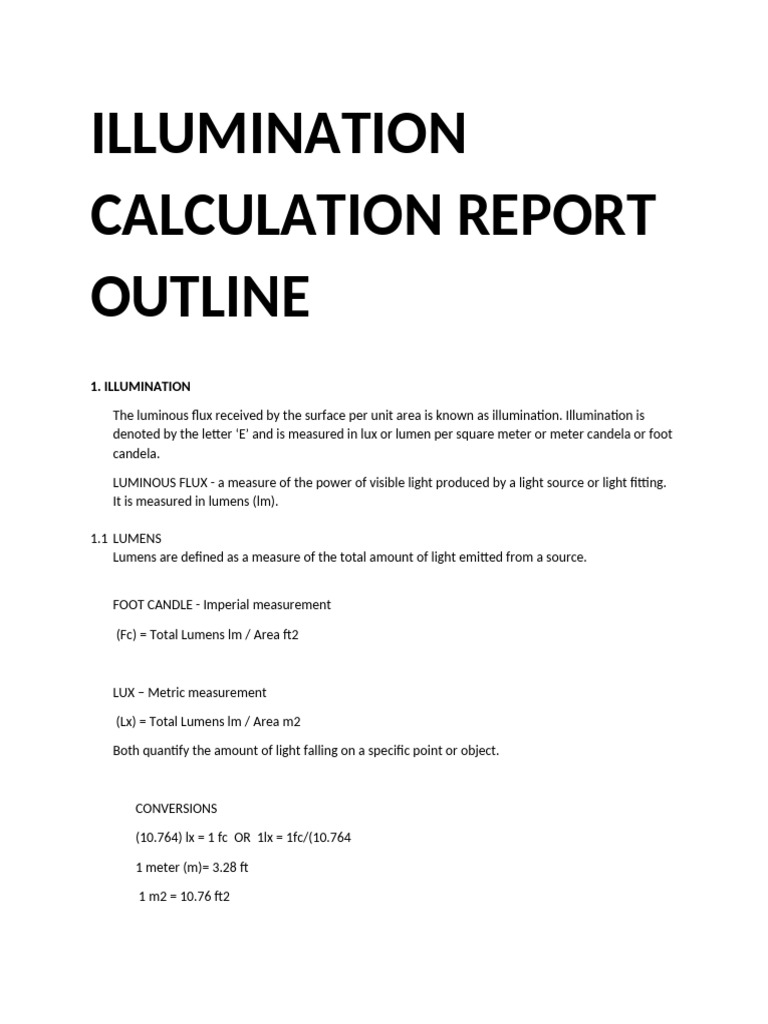 Illumination Calculation Methods Guide | PDF | Lighting | Metrology
