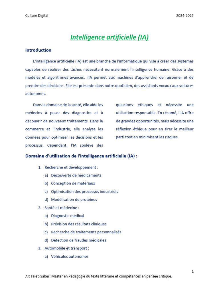 Opportunités et défis de l'IA | PDF | Intelligence artificielle ...