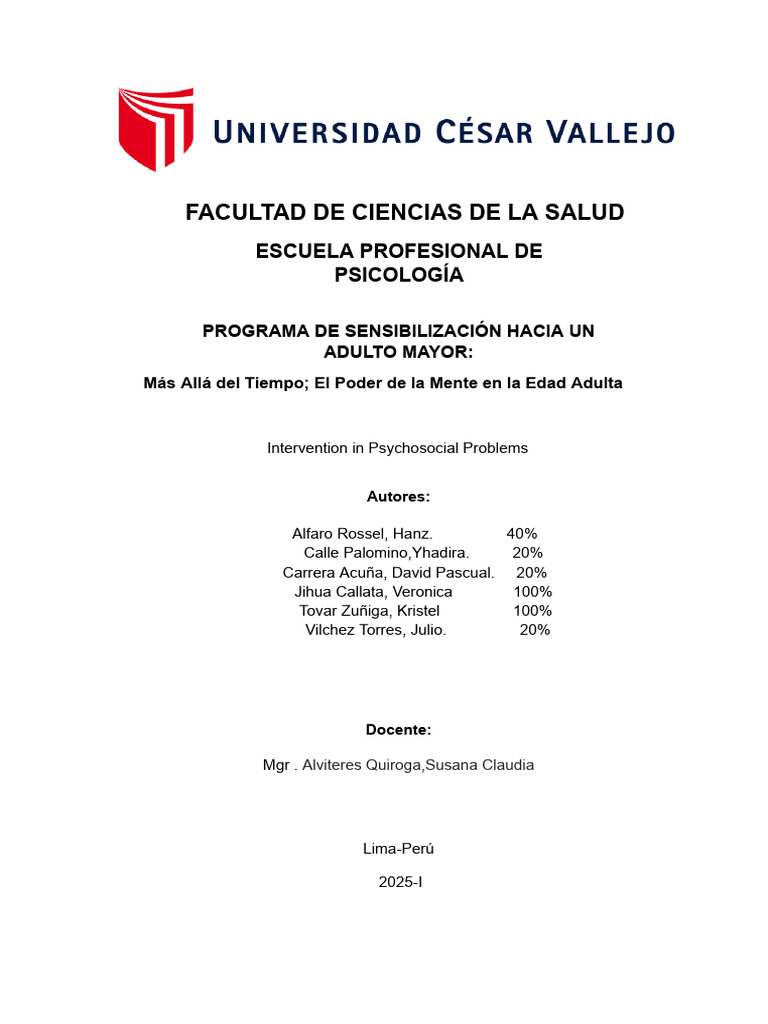 Salud Mental en Adultos Mayores: Intervención | PDF | Vejez | Depresión ...