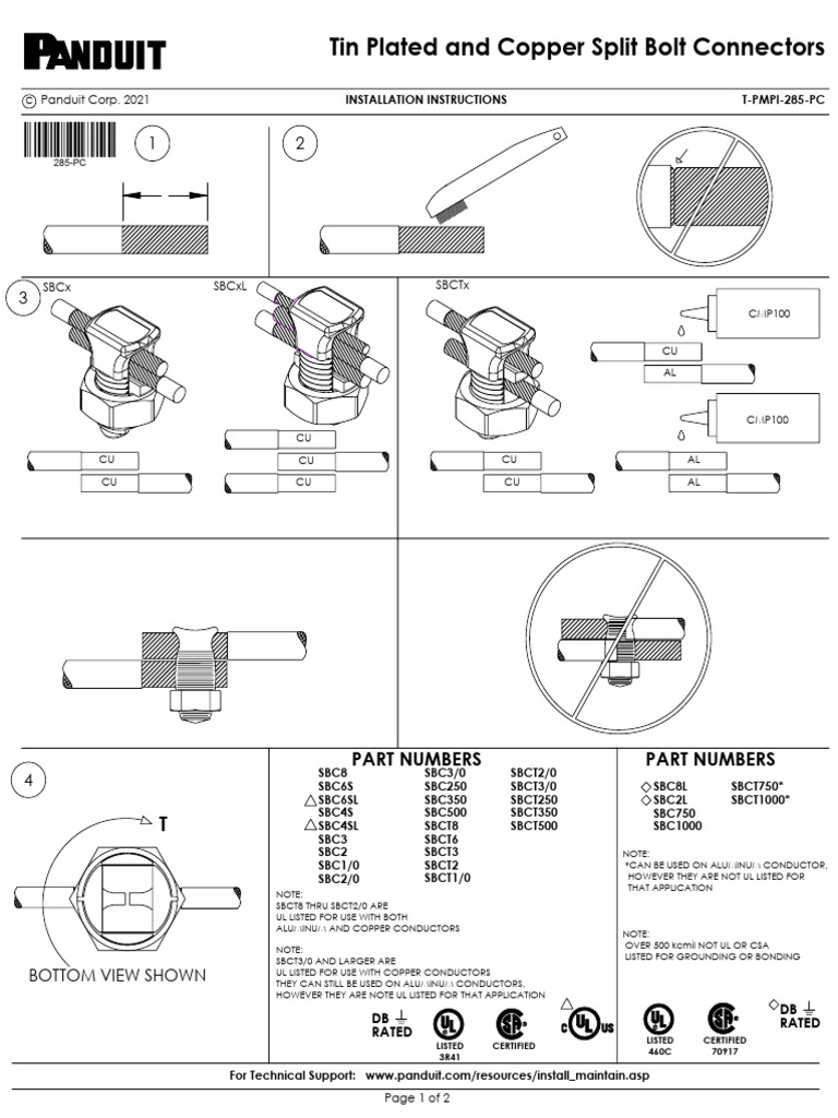 Installation Guide for Split Bolt Connectors | PDF | Copper | Building ...