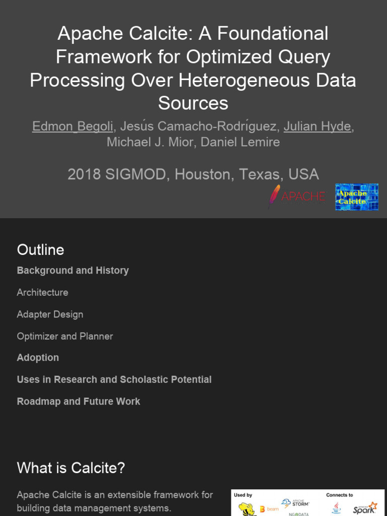 Apache Calcite - A Foundational Framework For Optimized Query ...