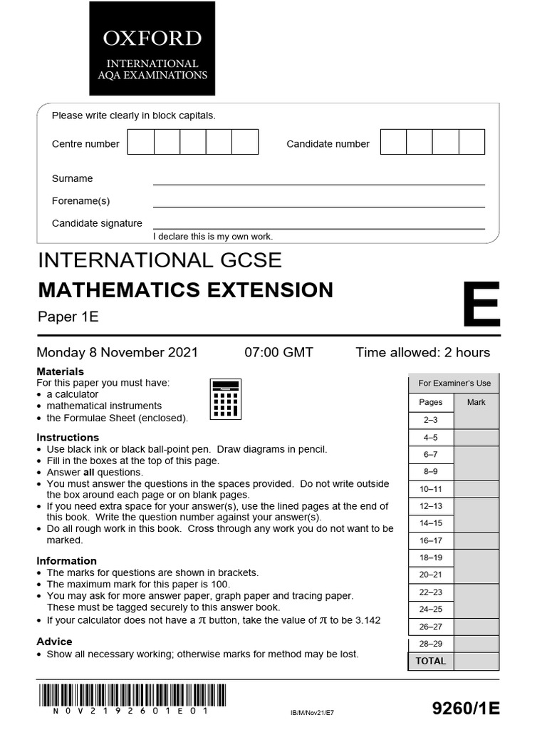 2021 IGCSE Maths Extension Paper 1E | PDF | Geometry | Mathematics