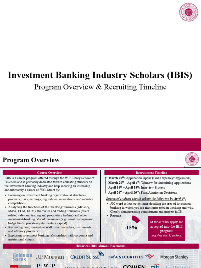 ASU IBIS Program Recruiting Timeline 2027 | PDF | Investment Banking ...
