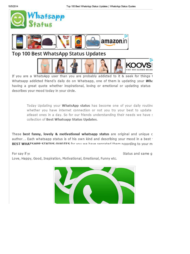 Top 100 WhatsApp Status Ideas | PDF