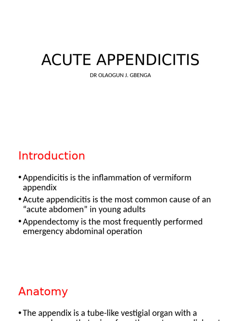 Acute Appendicitis Overview and Management | PDF | Diseases And ...