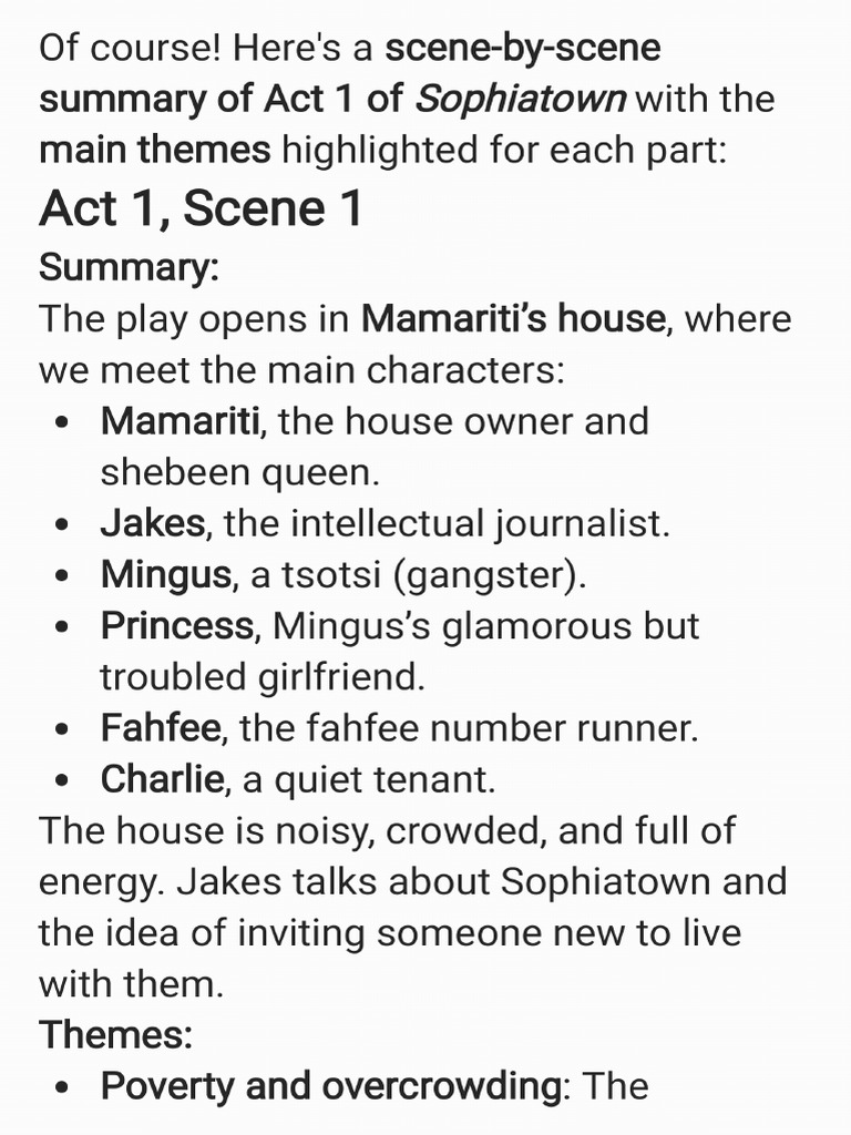 Sophiatown Act 1 | PDF