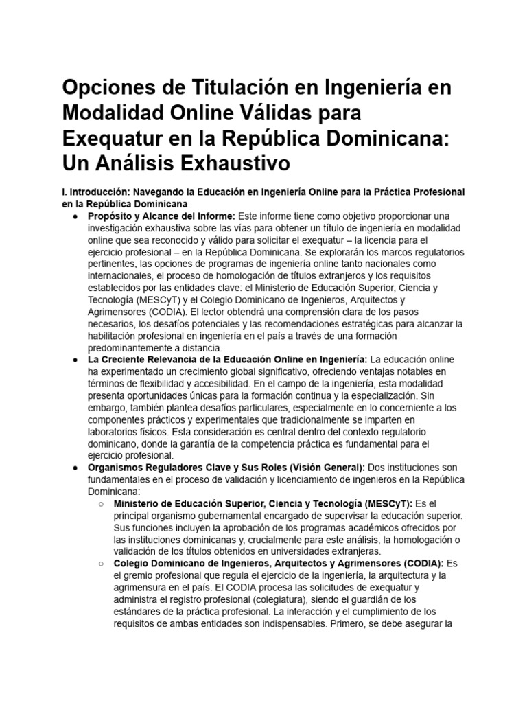 Títulos de Ingeniería Online y Exequatur RD | PDF | Laboratorios ...