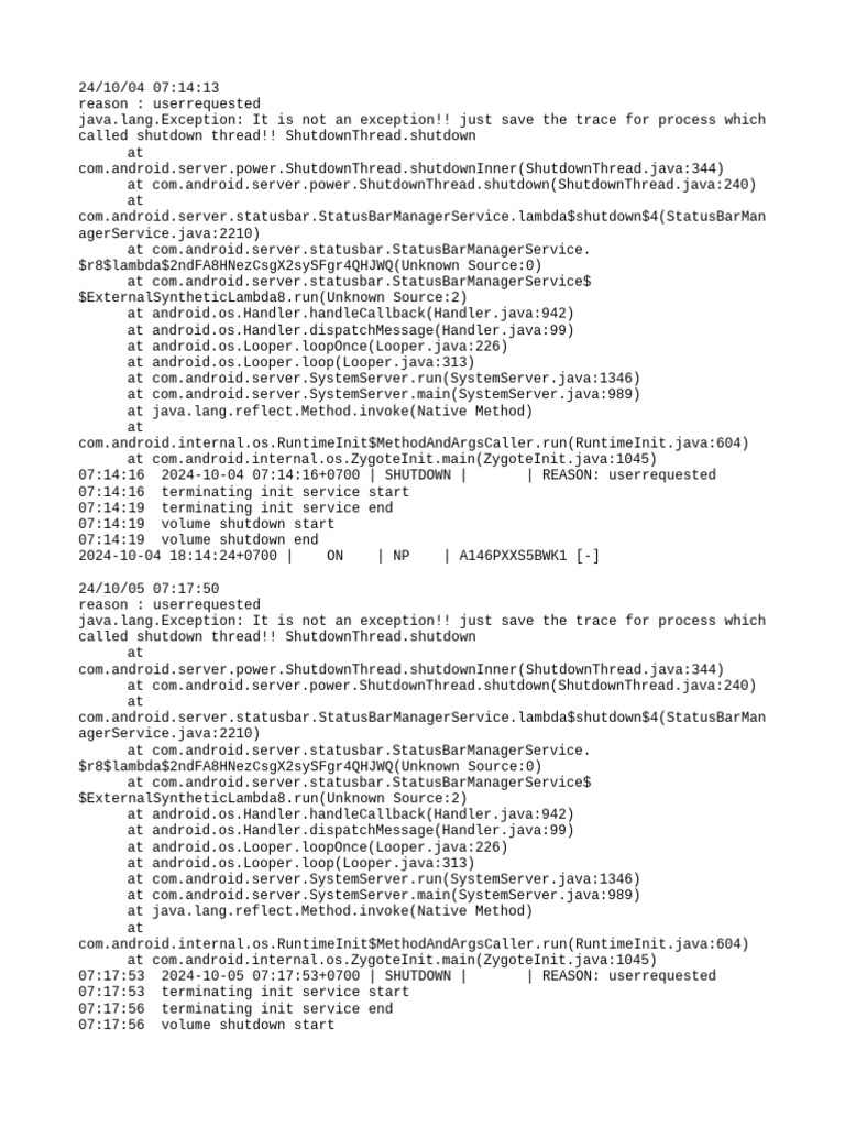 User-Requested Shutdown Log Analysis | PDF | Free Mobile Software ...