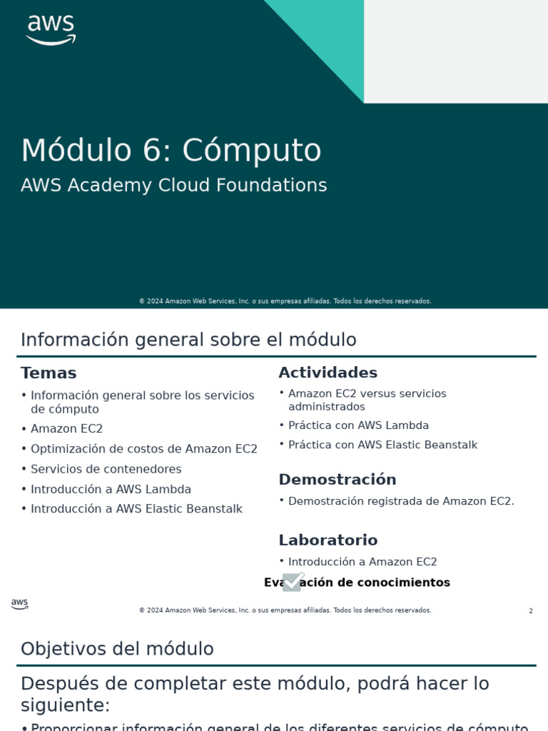 Servicios de Cómputo en AWS: EC2 y Más | PDF | Servicios web de Amazon ...