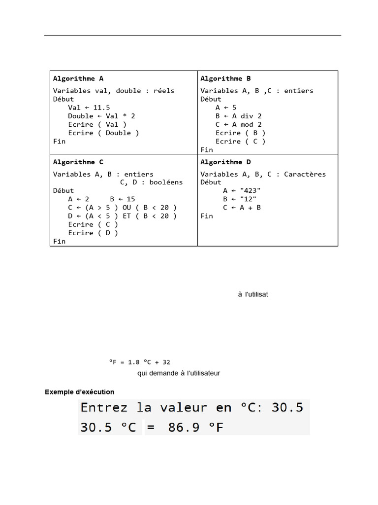 Initiation au Python : Algorithmes et Exos | PDF