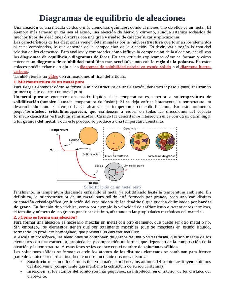 Diagramas de equilibrio en aleaciones | PDF | Aleación | Fase (materia)