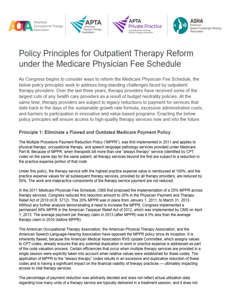 Outpatient Therapy Reform Principles for Medicare | PDF | Medicare ...
