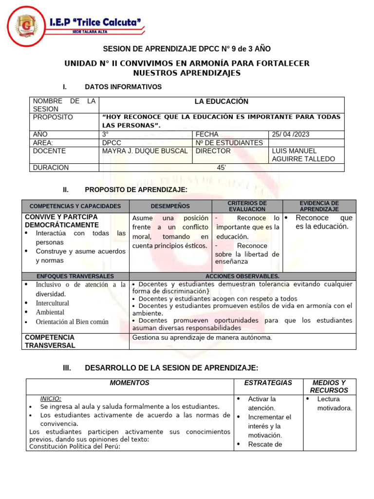 Importancia de la Educación en 3° Año | PDF | Enseñando | Aprendizaje
