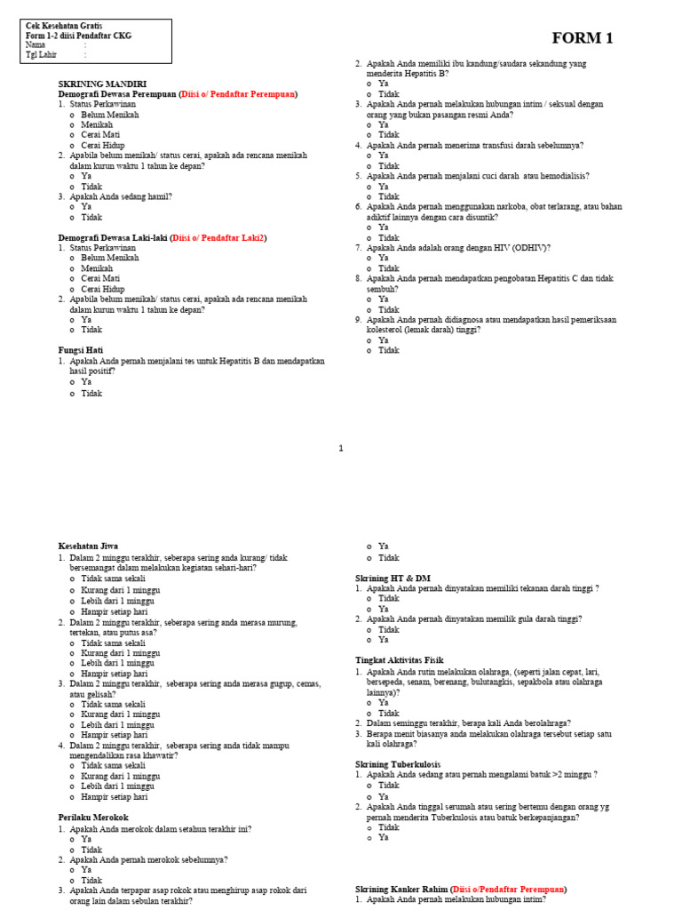 Form 1 CKG | PDF