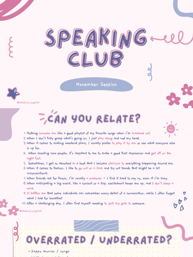 Speaking Club November | PDF