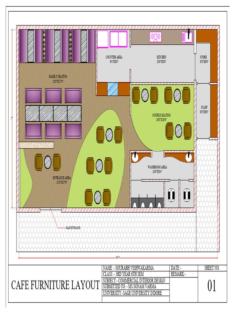 Cafe Furniture Layout: Kitchen 18'0