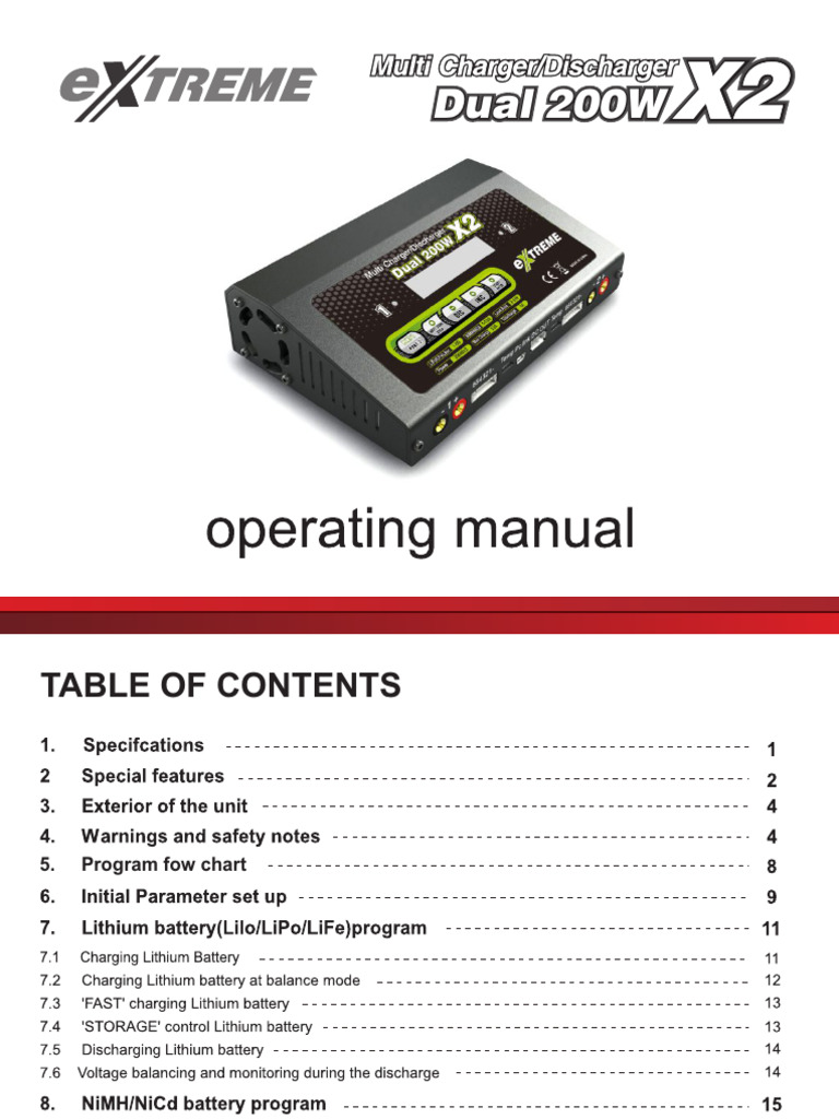 Extreme Dual 200W Multi Charger Manual v1 | PDF | Battery Charger ...