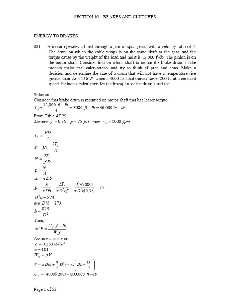 Brake and Clutch Design Calculations | PDF | Brake | Torque