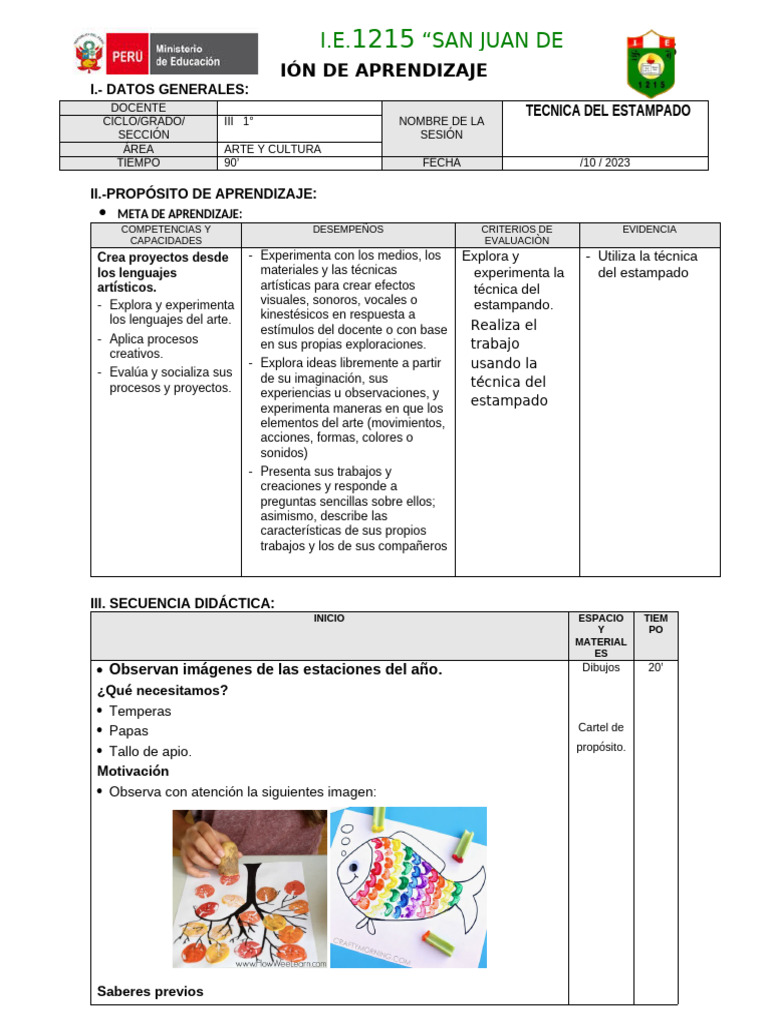 Sesión de Arte | PDF | Aprendizaje | Dibujo