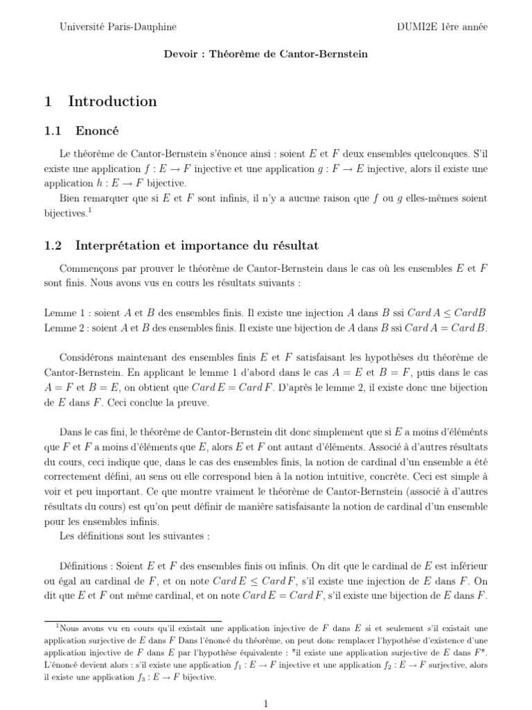 Théorème de CantorBernstein expliqué PDF Infini Concepts — free download