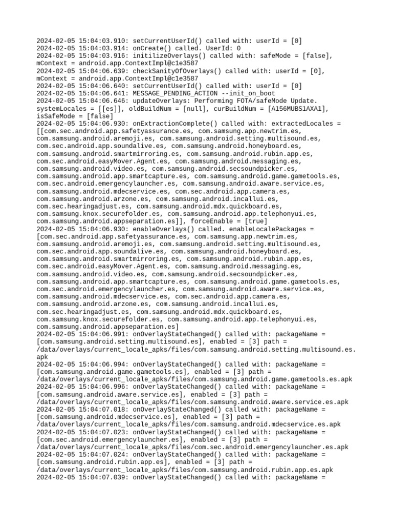Samsung Overlay Initialization Log | PDF | Android (Robot) | Google
