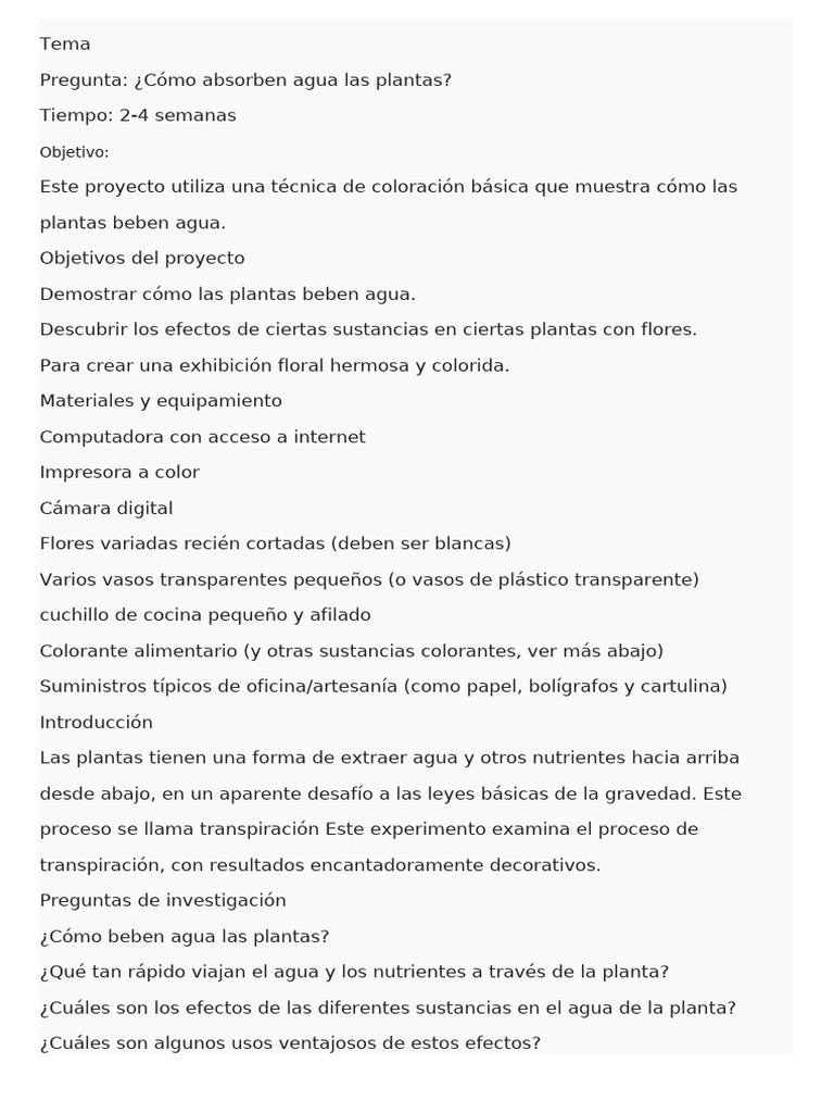 Cómo las plantas absorben agua | PDF | Agua | Plantas
