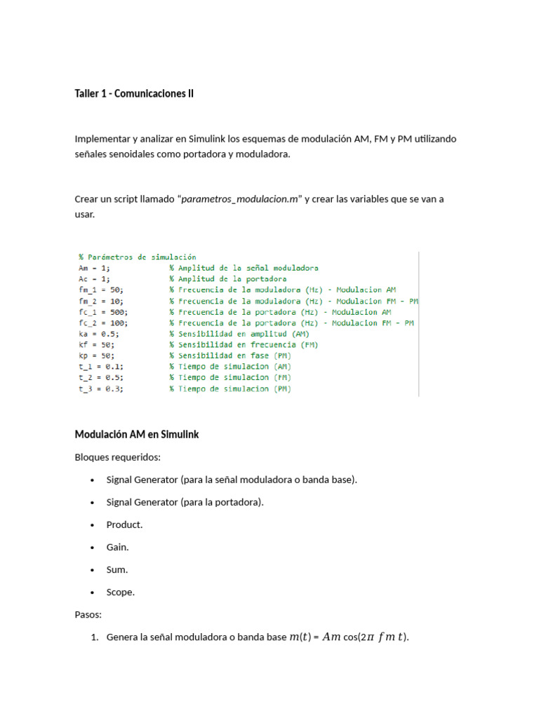 Taller 1 | PDF | Modulación de frecuencia | Modulación