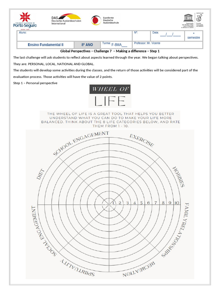 Step 1 - Presentation of The Project + Wheel of Life | PDF | Psychology ...
