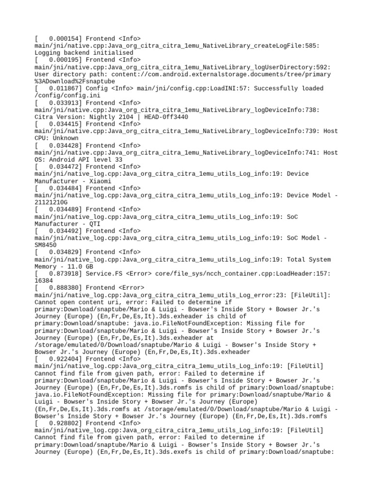 Citra Emulator Log Analysis on Android | PDF | Computing | Computer ...