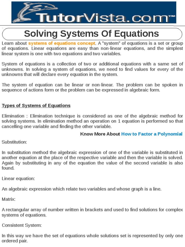 Understanding Systems of Equations | PDF