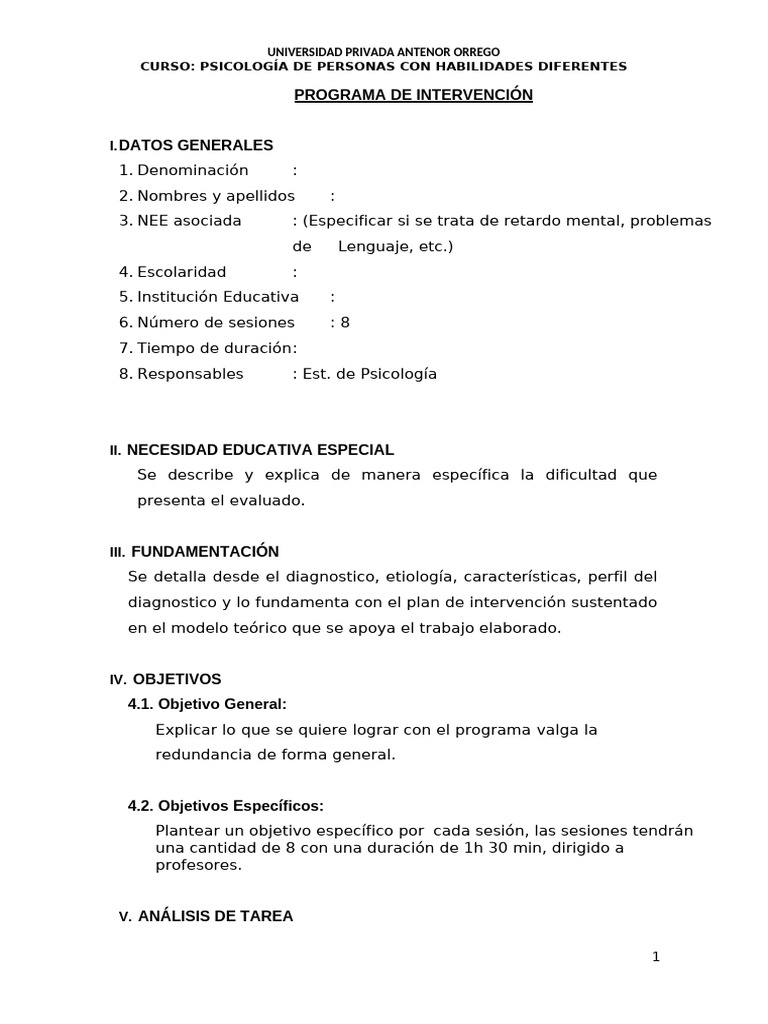 Programa de Intervención en Psicología Educativa | PDF | Sicología ...