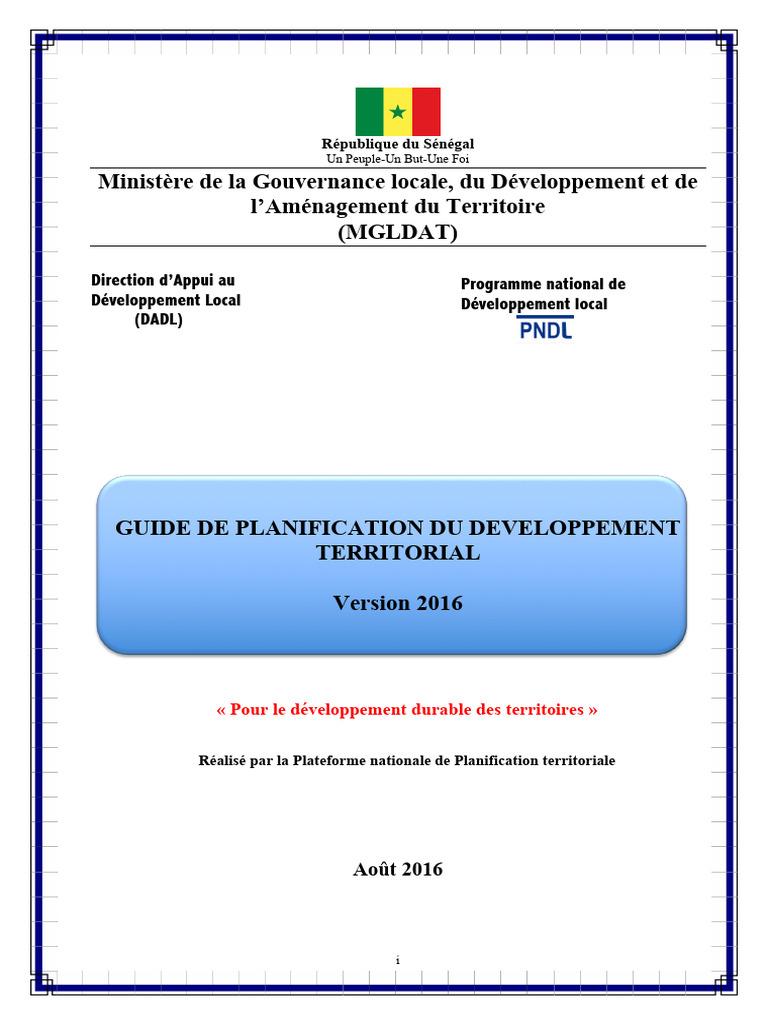 Guide de Planification Territoriale 2016 | PDF | Planification ...