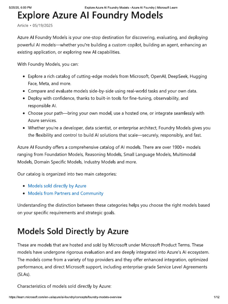 Explore Azure AI Foundry Models | PDF