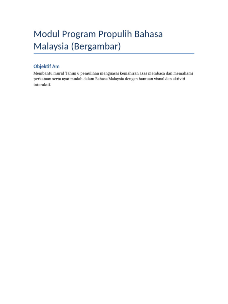1 Modul - Program - Propulih - BM - Bergambar | PDF