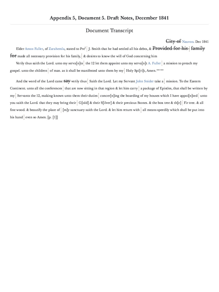 Appendix 5, Document 5. Draft Notes, December 1841, Page 1 | PDF