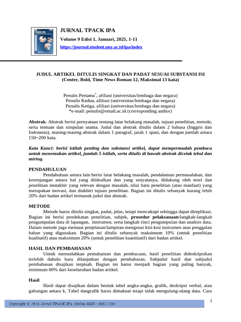 Template Tpack 2025-Utk Penulis | PDF
