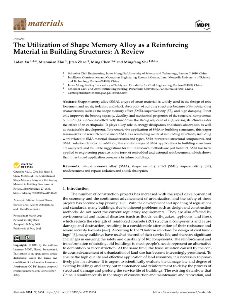 Shape Memory Alloys in Building Reinforcement | PDF | Materials ...