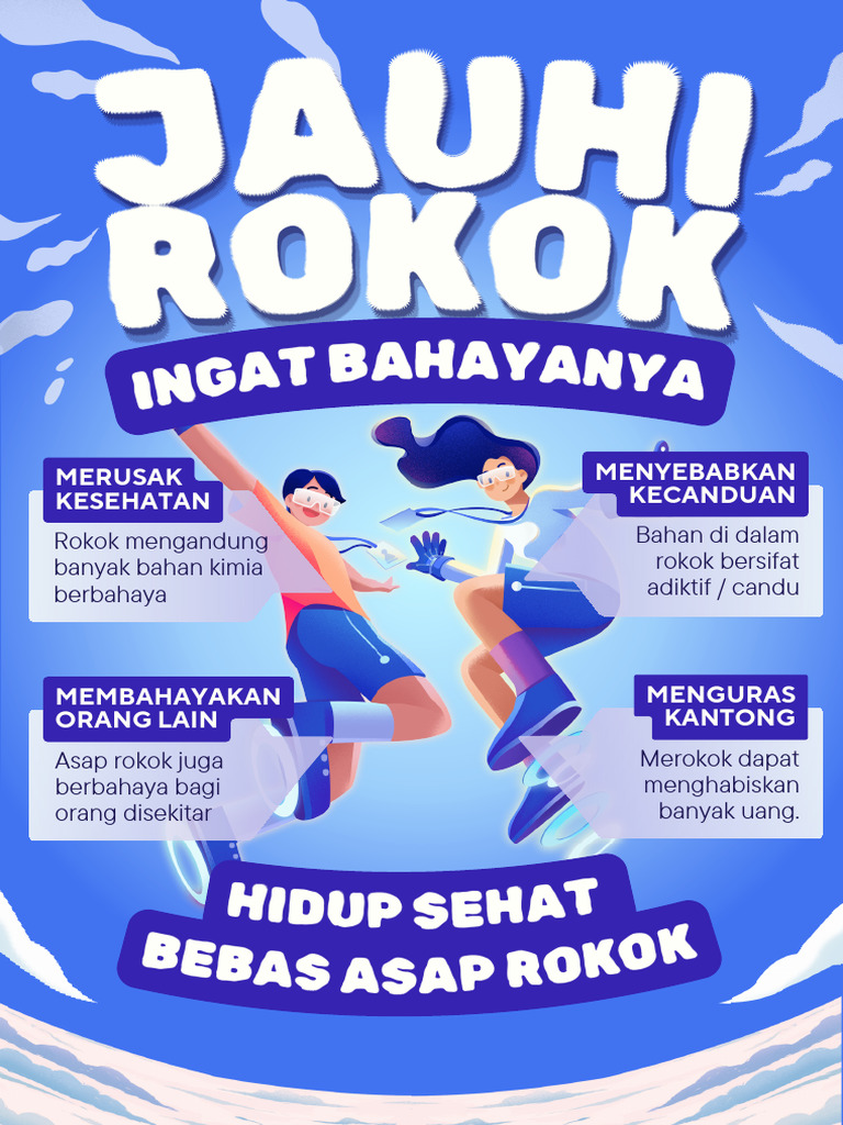 Poster Infografis Bahaya Rokok Ilustratif Biru Dan Putih | PDF