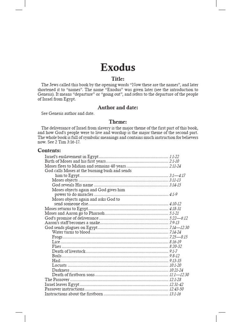 Overview of the Book of Exodus | PDF | Moses | Book Of Exodus