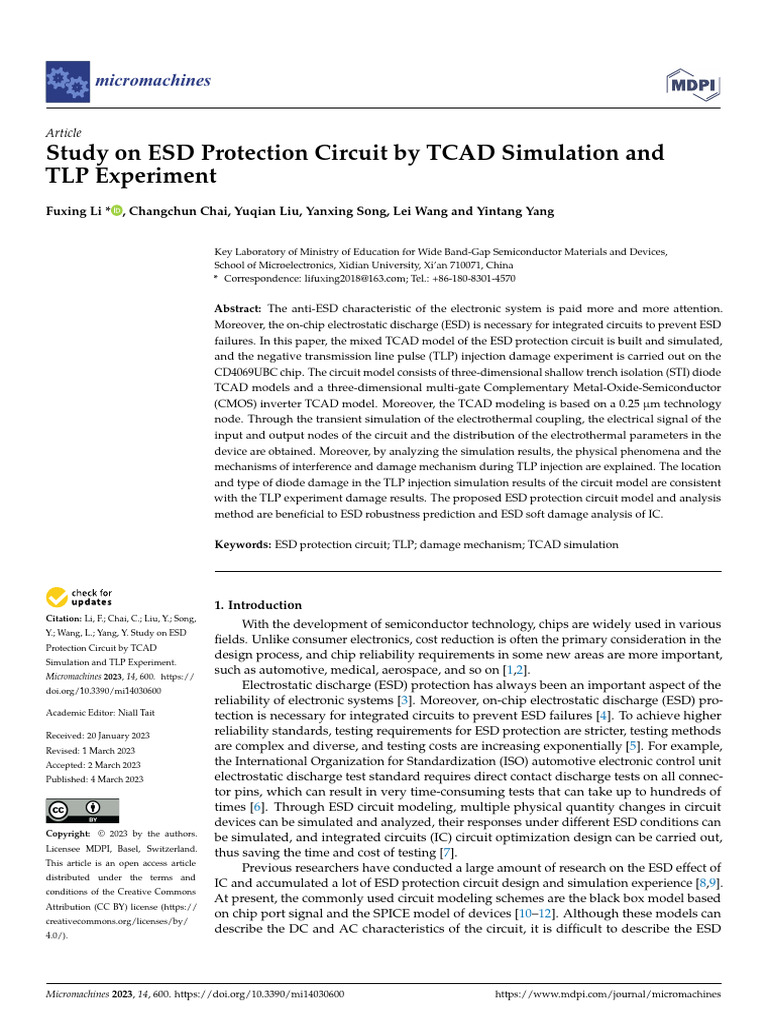 ESD Protection Circuit Analysis via TCAD | PDF | Electrostatic ...
