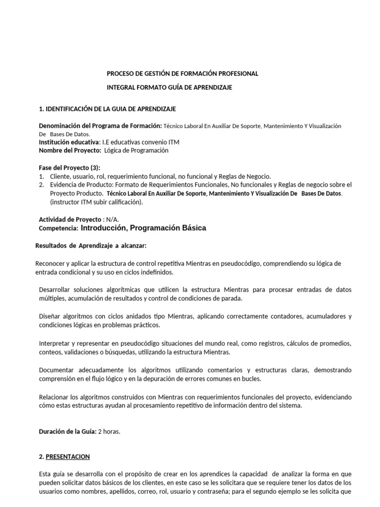 Guia Ciclo de Control While y Do While V1 | PDF | Algoritmos | Bases de ...