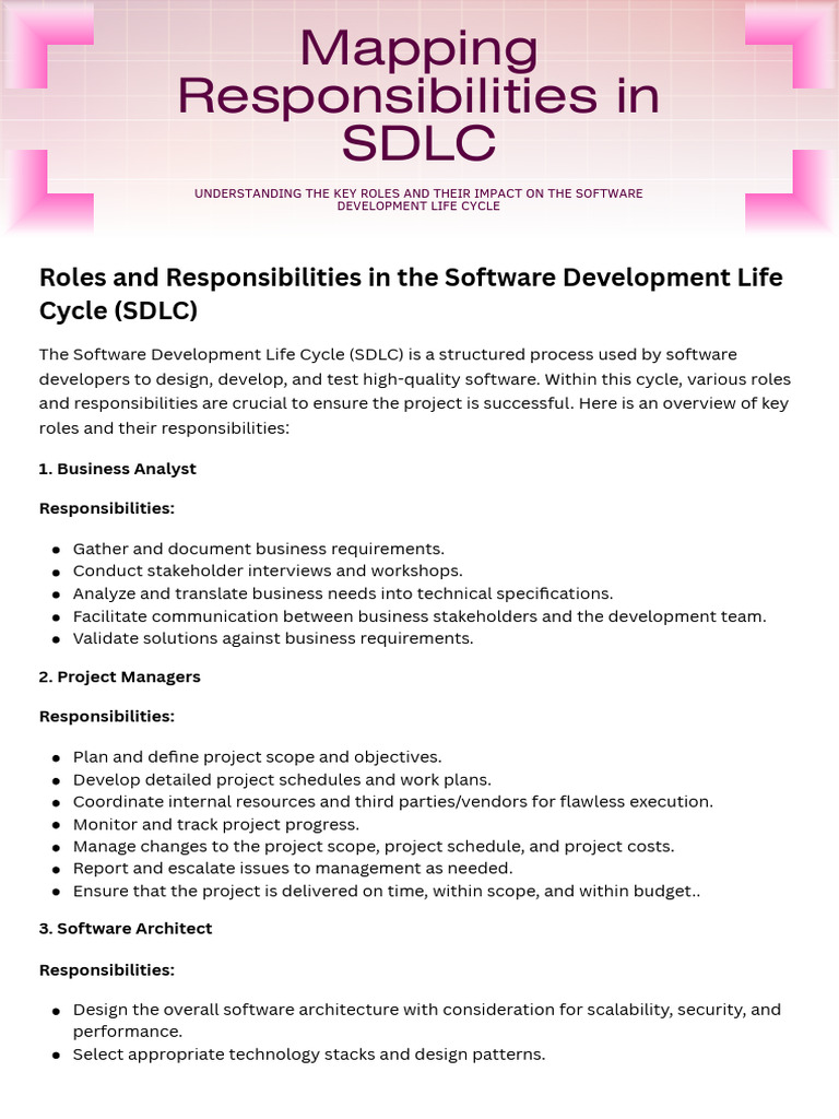 SDLC Roles and Responsibilities Overview | PDF | Software Development ...
