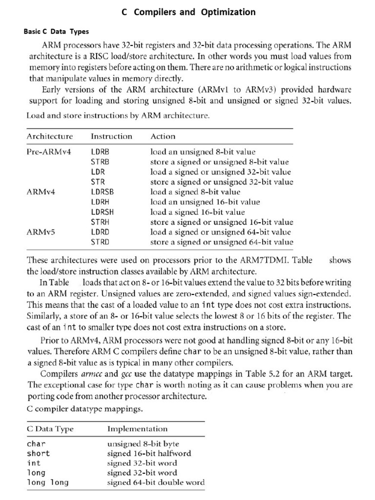 C Compilers and Data Type Optimization | PDF