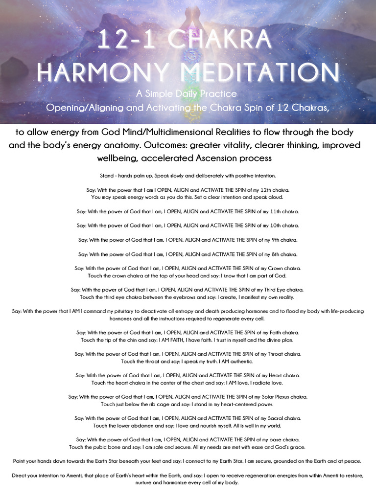 12-1 Chakra Harmony Meditation Printable PDF-1 | PDF | Chakra