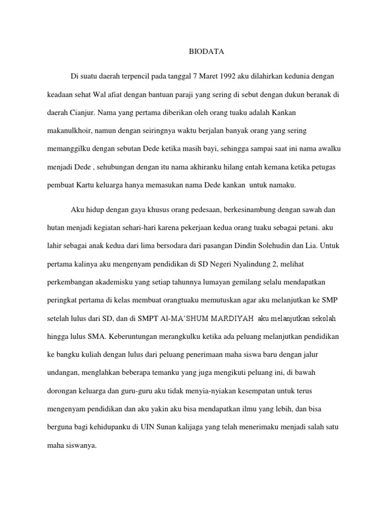contoh biodata dalam bentuk narasi