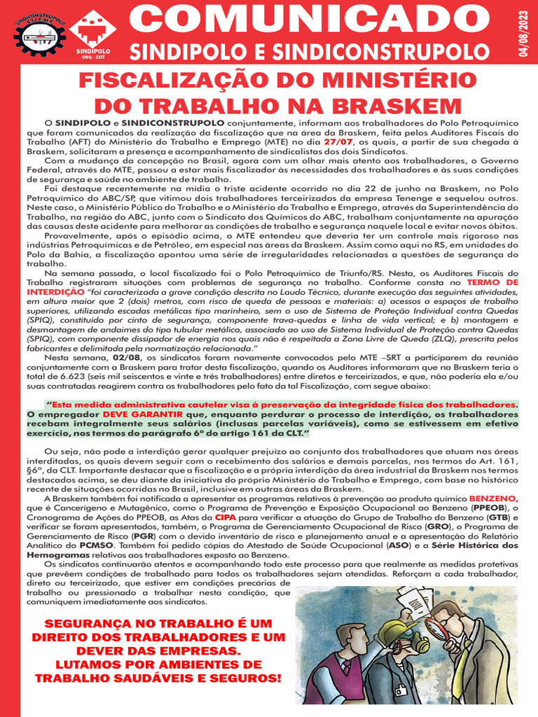 Comunicado vistoria SRTE | PDF | Sindicato | Emprego