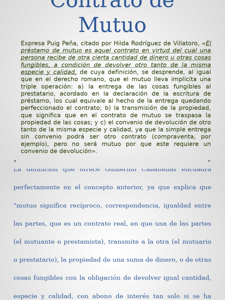 Contrato de Mutuo: Definición y Clases | PDF | Derecho privado | Ley de ...