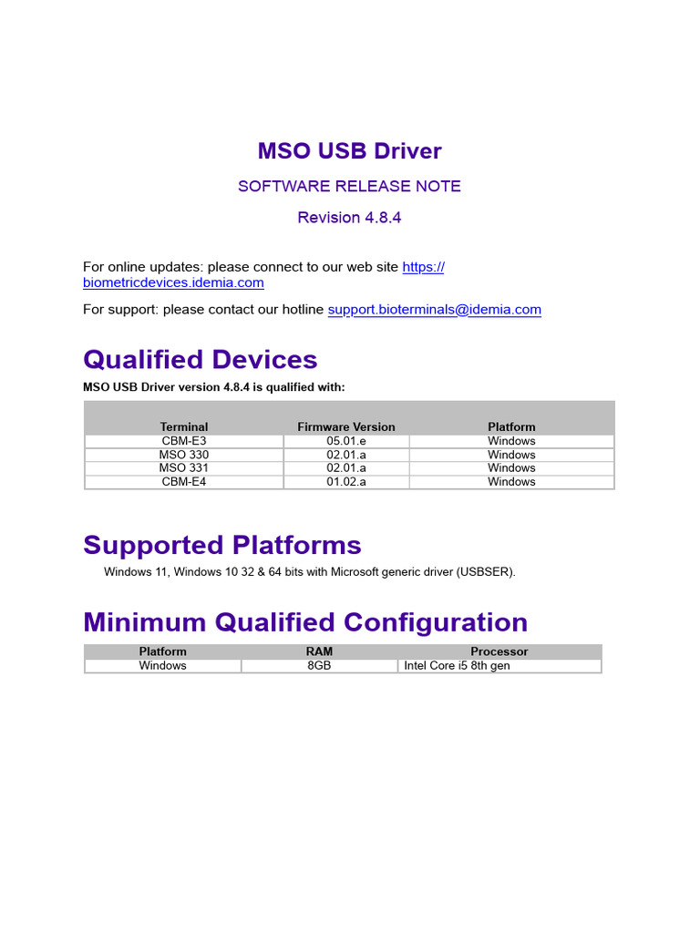 MSO USB Driver Version 4.8.4 Release Notes | PDF | Windows 10 ...