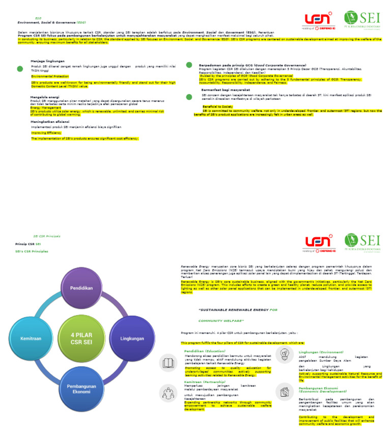 ESG Dan CSR SEI | PDF