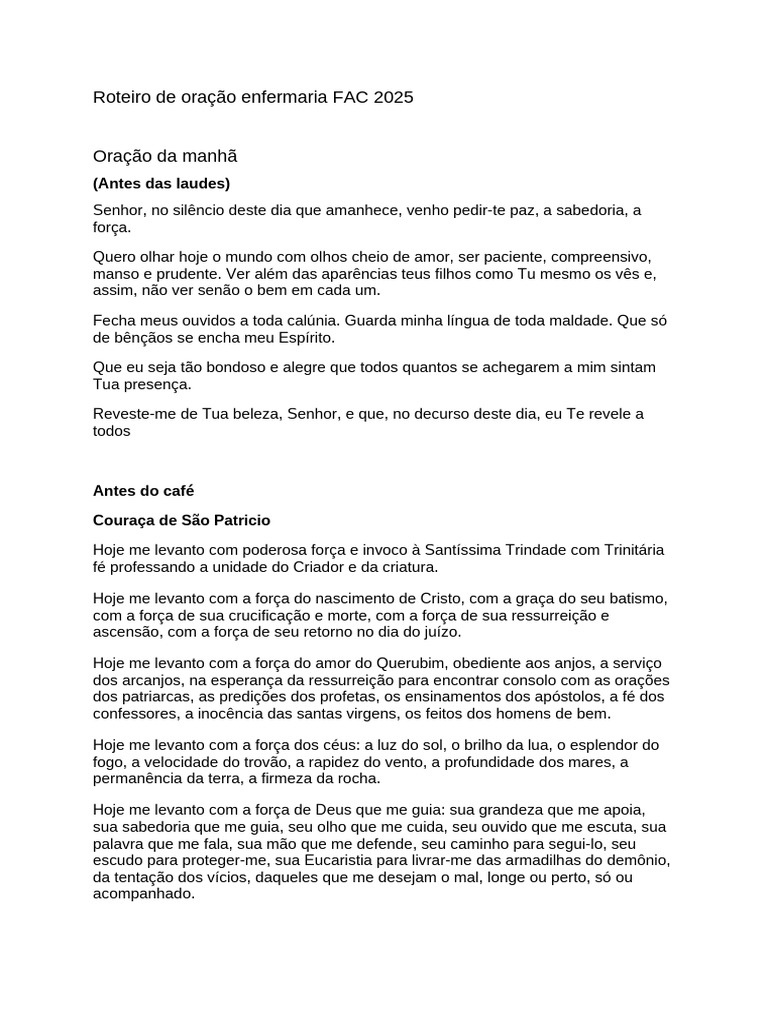 Roteiro de Oração para Enfermaria 2025 | PDF | Rosário | Jesus